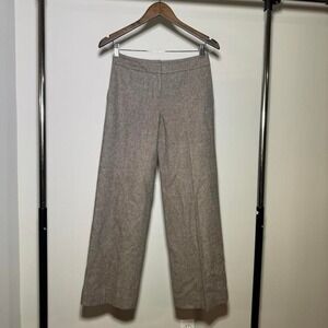Loft Tan/Gray Wool Blend Wide Leg Trousers Size 0 Petite Preppy Work Minimalist